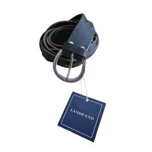 NWT Lands End Braided Leather Belt Black Size XL